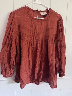 Universal Thread Rust/Terracotta Peasant Blouse